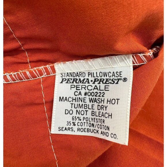 Vintage Pillowcases Rust Orange Standard Set 1970s Sears Retro Bedding - Picture 5 of 8